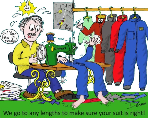 Cartoon of sewing undersuits