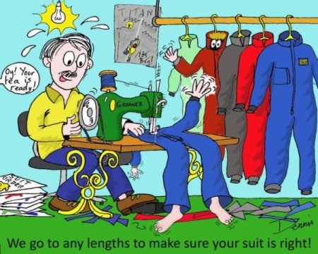 Cartoon of sewing undersuits